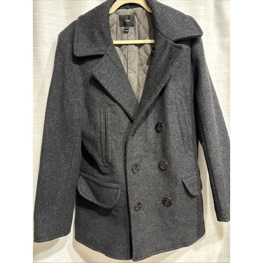 J CREW Dock Peacoat Black 100% Wool Style 05534-FA 13
